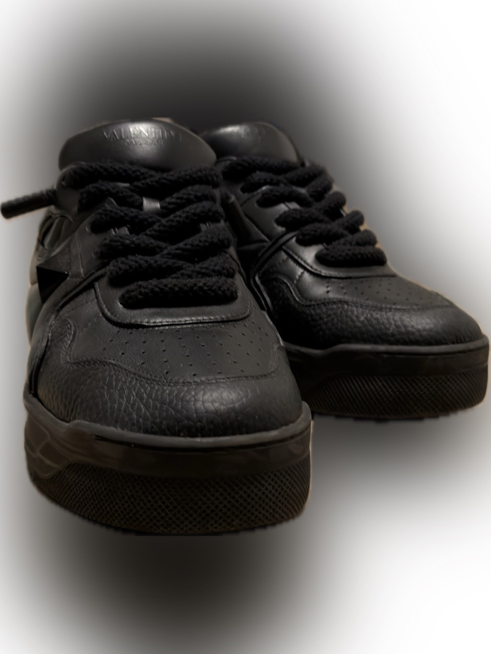 Valentino Garavani Black Leather Low-Top Sneakers